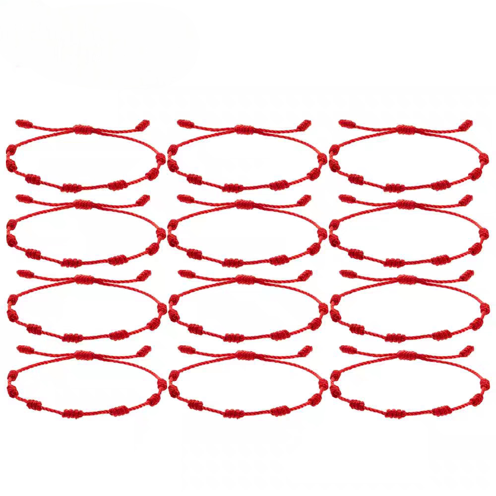 Pulseira Vermelha Kabbalah 7 Nós kit 12 peças