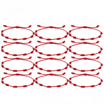 Pulseira Vermelha Kabbalah 7 Nós kit 12 peças