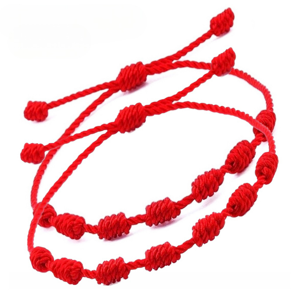 Pulseira Vermelha Kabbalah 7 Nós kit 2 peças